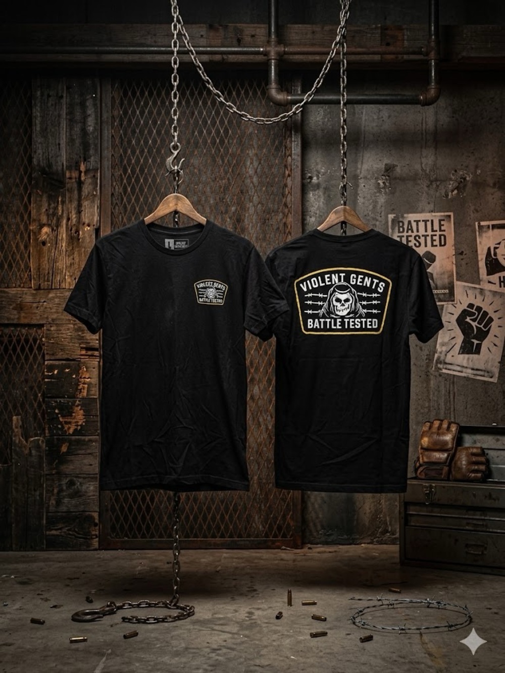 Violent Gents "Battle Tested" Black Short-Sleeve Tee